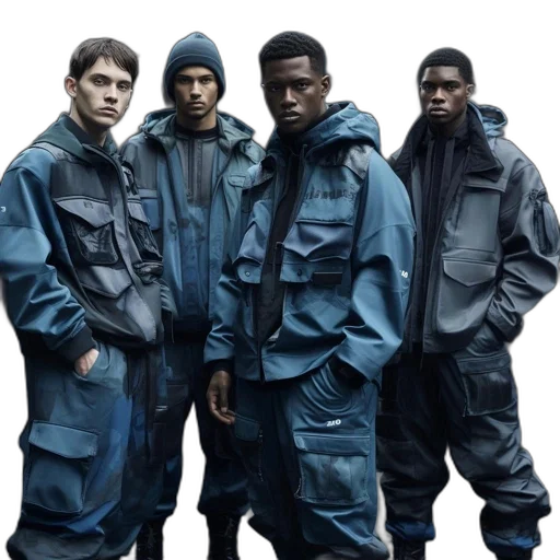 jacket, concept art, dark, four transparent PNG cut-out