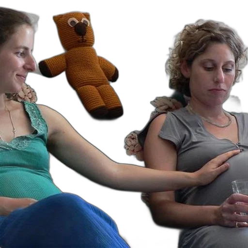 two, pregnant, women, sit transparent PNG cut-out