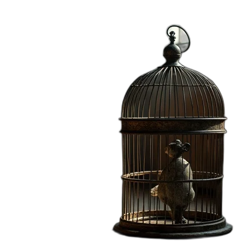 3d render, old, metal, birdcage transparent PNG cut-out