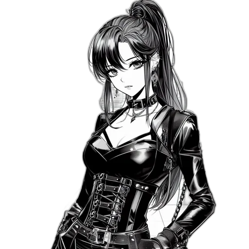 dress, jacket, staff, cyberpunk transparent PNG cut-out