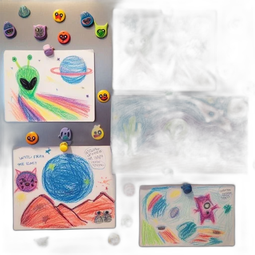 outer space, children, artworks, cover transparent PNG cut-out