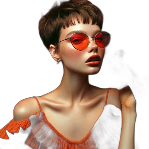 face, dress, jacket, hair transparent PNG cut-out