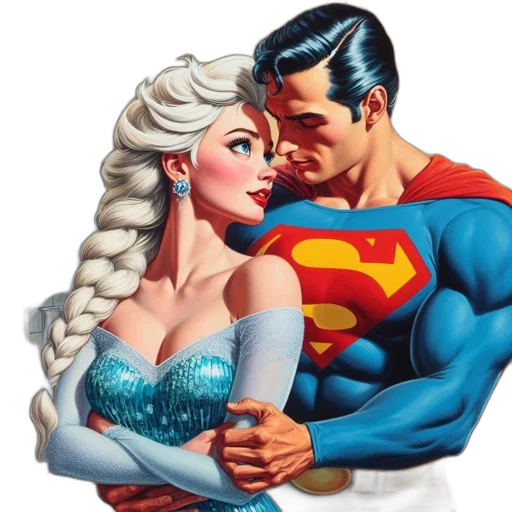 comic book art, concept art, underwater, superman transparent PNG cut-out