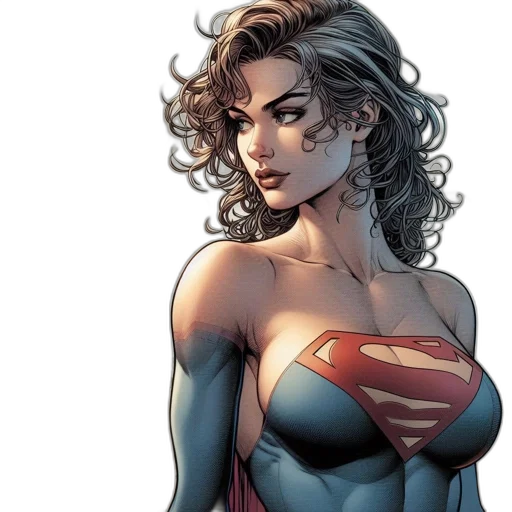 comic book art, concept art, cartoon, superwoman transparent PNG cut-out