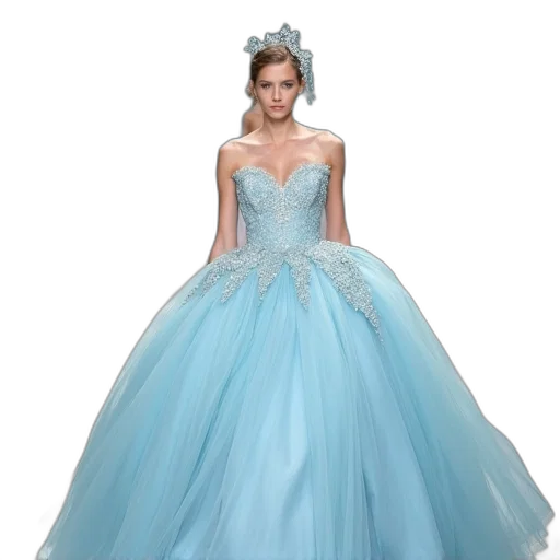 dress, photorealistic, blue, pastel transparent PNG cut-out