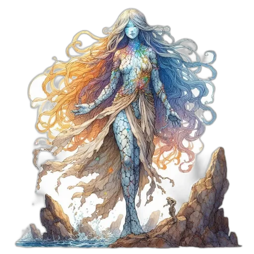 creature, dress, hair, fantasy art transparent PNG cut-out