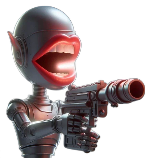 robot, weapon, staff, face transparent PNG cut-out