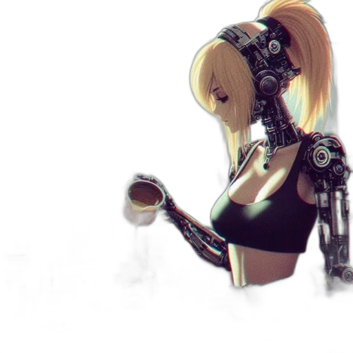 robot, weapon, staff, dress transparent PNG cut-out
