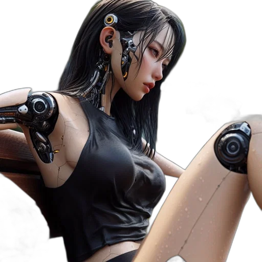 robot, cyberpunk, concept art, 3d render transparent PNG cut-out