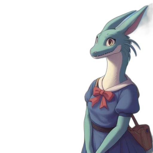 dragon, dress, staff, creature transparent PNG cut-out