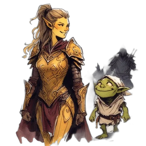 concept art, fantasy art, comic book art, watercolor transparent PNG cut-out