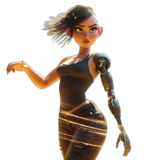 dress, robot, weapon, staff transparent PNG cut-out