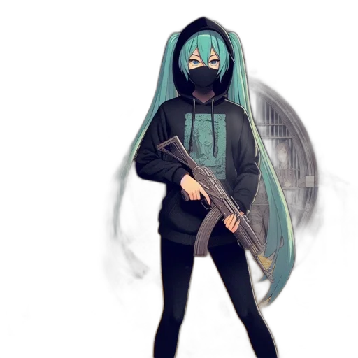 weapon, mask, staff, jacket transparent PNG cut-out