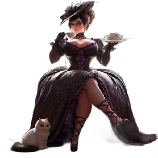 dress, hat, staff, crown transparent PNG cut-out