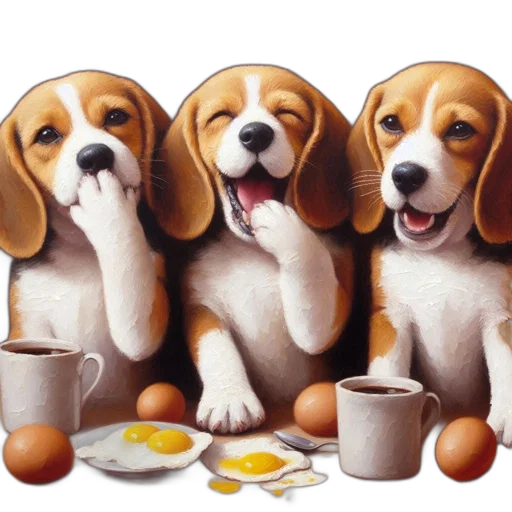 food, photorealistic, oil painting, three transparent PNG cut-out