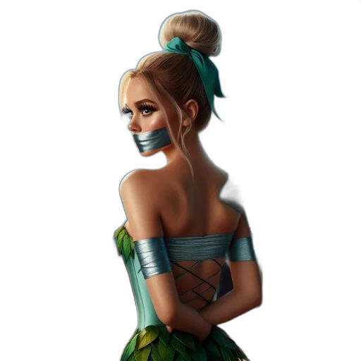 dress, jewelry, staff, fantasy art transparent PNG cut-out