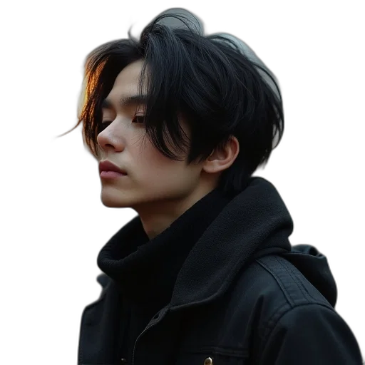 jacket, face, hair, hat transparent PNG cut-out