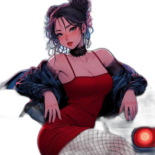 dress, concept art, cyberpunk, anime transparent PNG cut-out