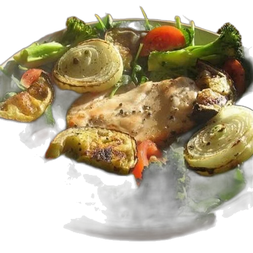 food, photorealistic, 3d render, plate transparent PNG cut-out