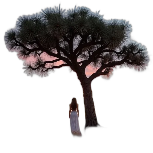tree, dress, hair, creature transparent PNG cut-out