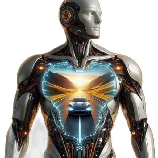 robot, cyberpunk, concept art, 3d render transparent PNG cut-out