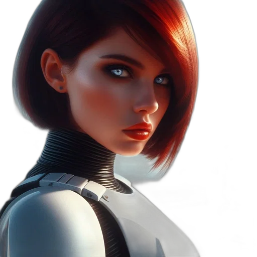 robot, face, concept art, 3d render transparent PNG cut-out