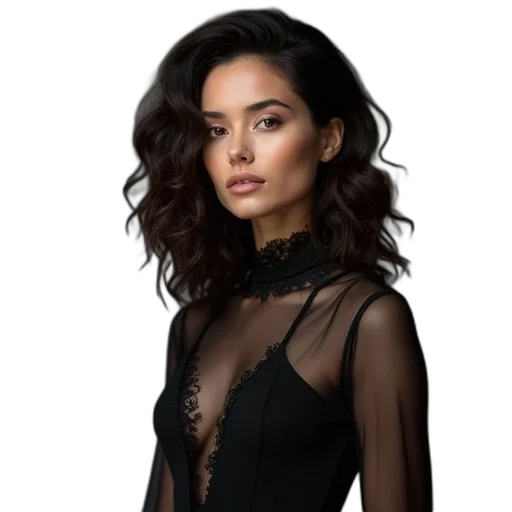 dress, jewelry, hair, staff transparent PNG cut-out