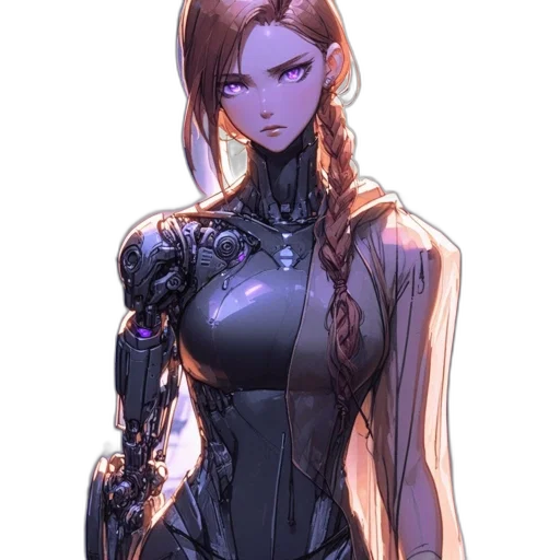 robot, dress, weapon, cyberpunk transparent PNG cut-out