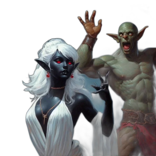 concept art, comic book art, fantasy art, two transparent PNG cut-out