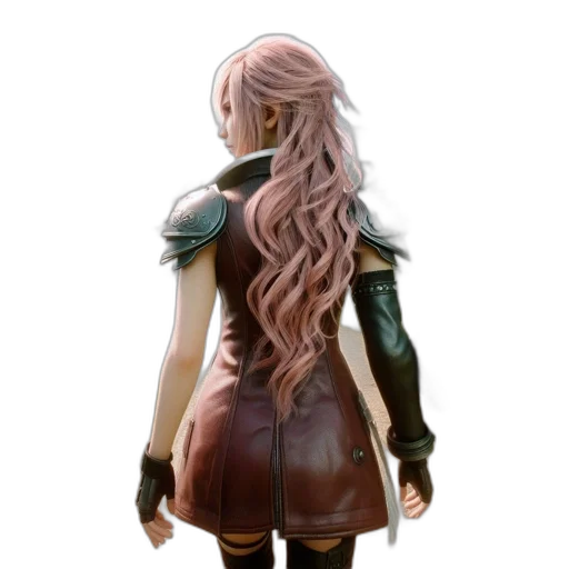 jacket, hair, dress, staff transparent PNG cut-out