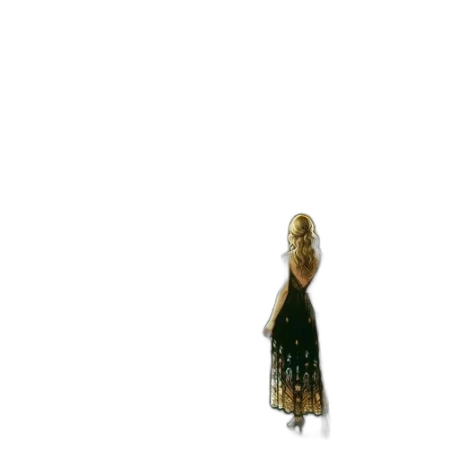 dress, hair, staff, jewelry transparent PNG cut-out