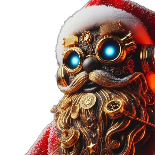 robot, concept art, 3d render, santa transparent PNG cut-out