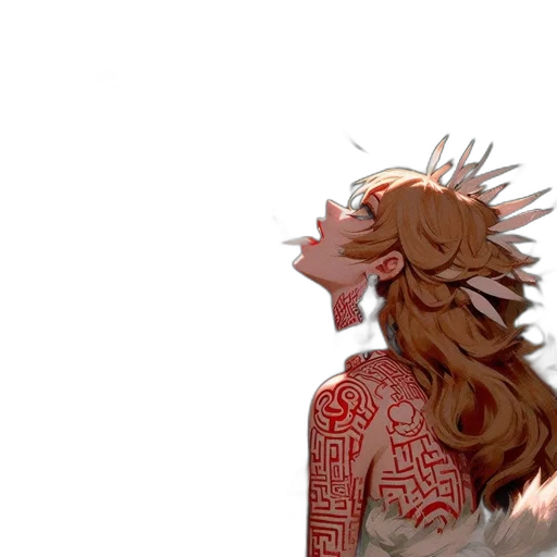 hair, dress, crown, dragon transparent PNG cut-out