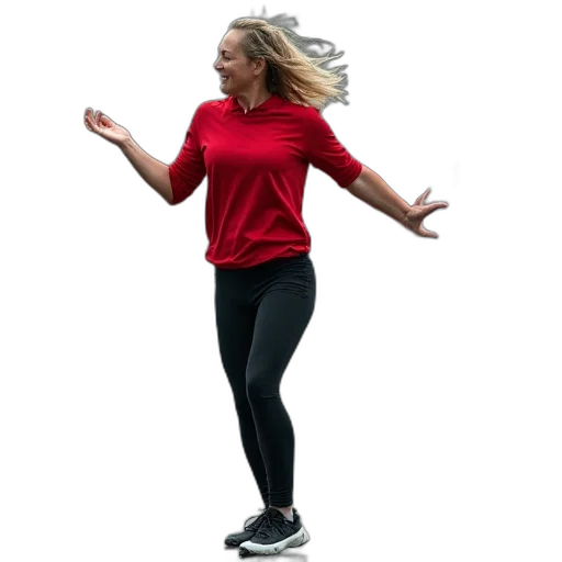 woman, red, shirt, black transparent PNG cut-out