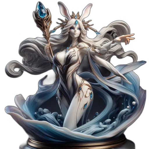 fantasy art, concept art, comic book art, blue transparent PNG cut-out