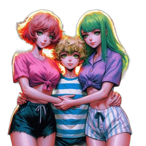 vaporwave, comic book art, concept art, anime transparent PNG cut-out
