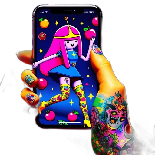 concept art, vaporwave, cyberpunk, cartoon transparent PNG cut-out