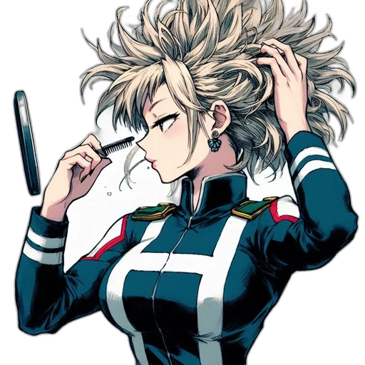 hair, jacket, staff, weapon transparent PNG cut-out