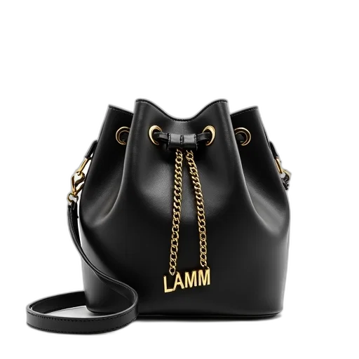 black, bucket, bag, gold transparent PNG cut-out