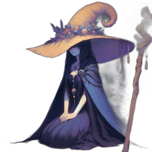 staff, hat, dress, crown transparent PNG cut-out