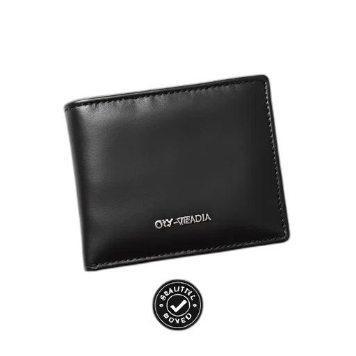 black, leather, wallet, silver transparent PNG cut-out