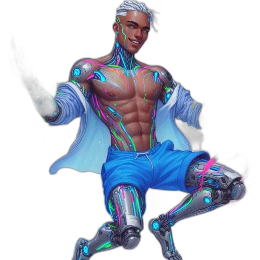 robot, cyberpunk, concept art, vaporwave transparent PNG cut-out