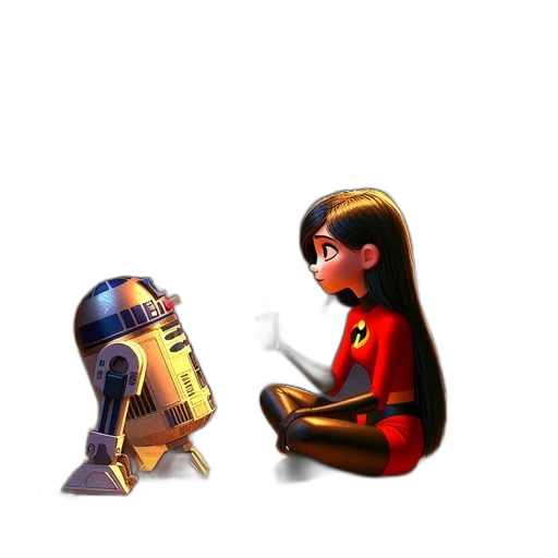 robot, pixel art, concept art, 3d render transparent PNG cut-out