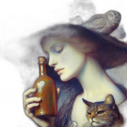 bottle, oil painting, fantasy art, photorealistic transparent PNG cut-out