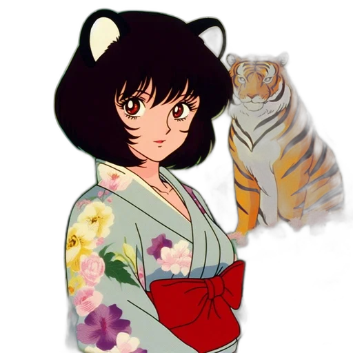 animal, anime, pixel art, vaporwave transparent PNG cut-out