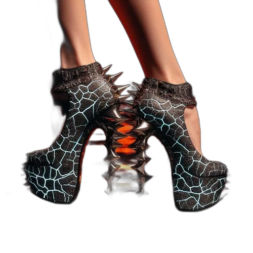 shoes, 3d render, cyberpunk, ankle-high transparent PNG cut-out