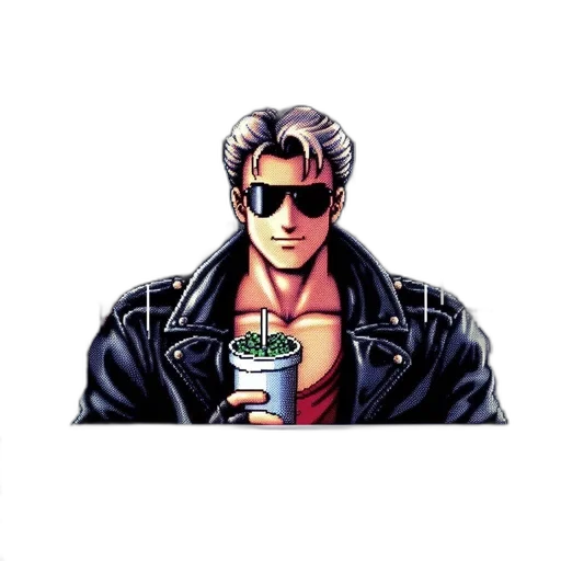 jacket, vaporwave, pixel art, cyberpunk transparent PNG cut-out