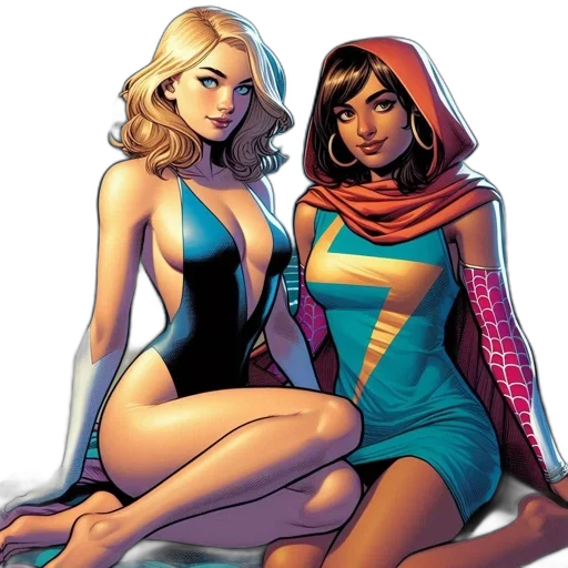 comic book art, concept art, colorful, two transparent PNG cut-out
