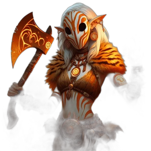 staff, creature, mask, fantasy art transparent PNG cut-out