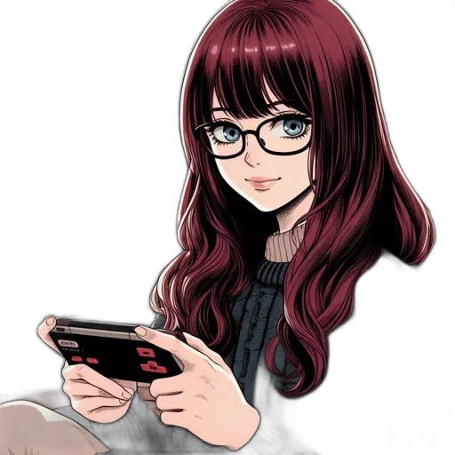 face, anime, cartoon, pixel art transparent PNG cut-out